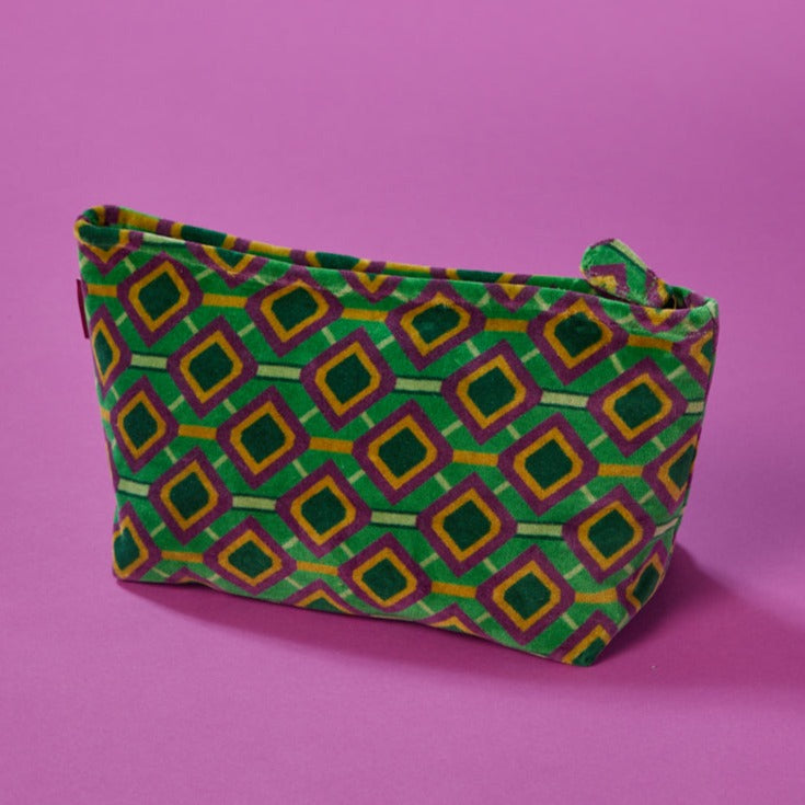 Famara Green Velvet Washbag