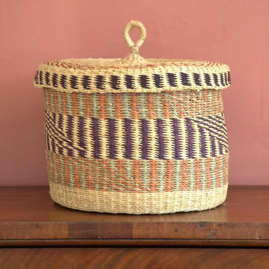 Coloured  Basket with Lid