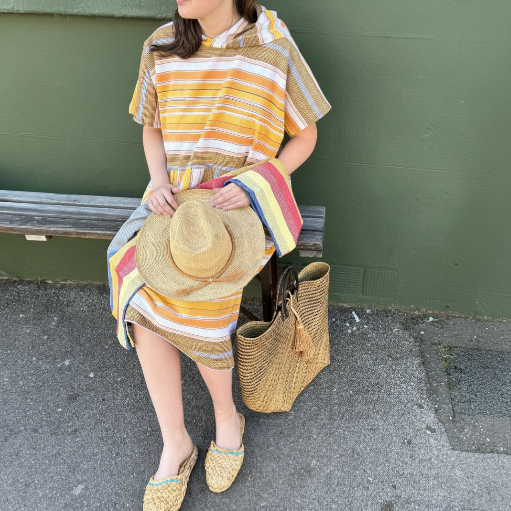 striped cotton beach robe