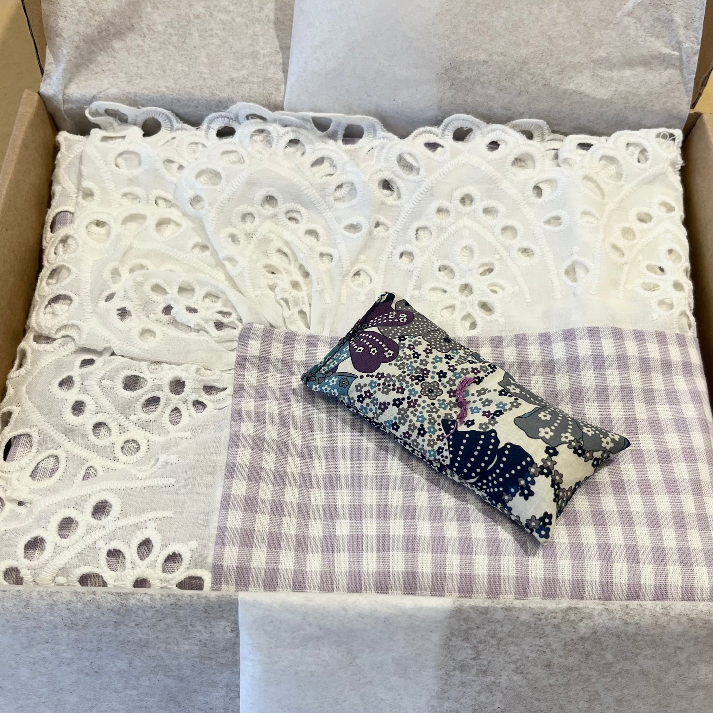 Cara Lavender Gingham Pillowcases Gift Box