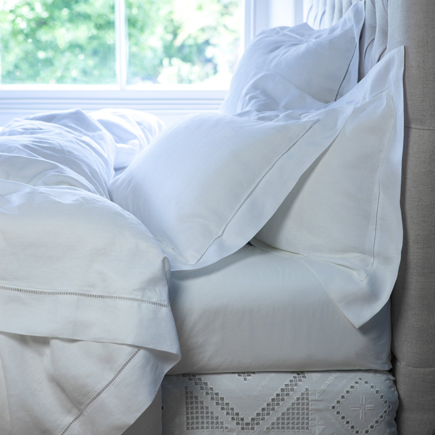 Cavendish Ladder Stitch Pure Linen Euro Oxford Pillowcase
