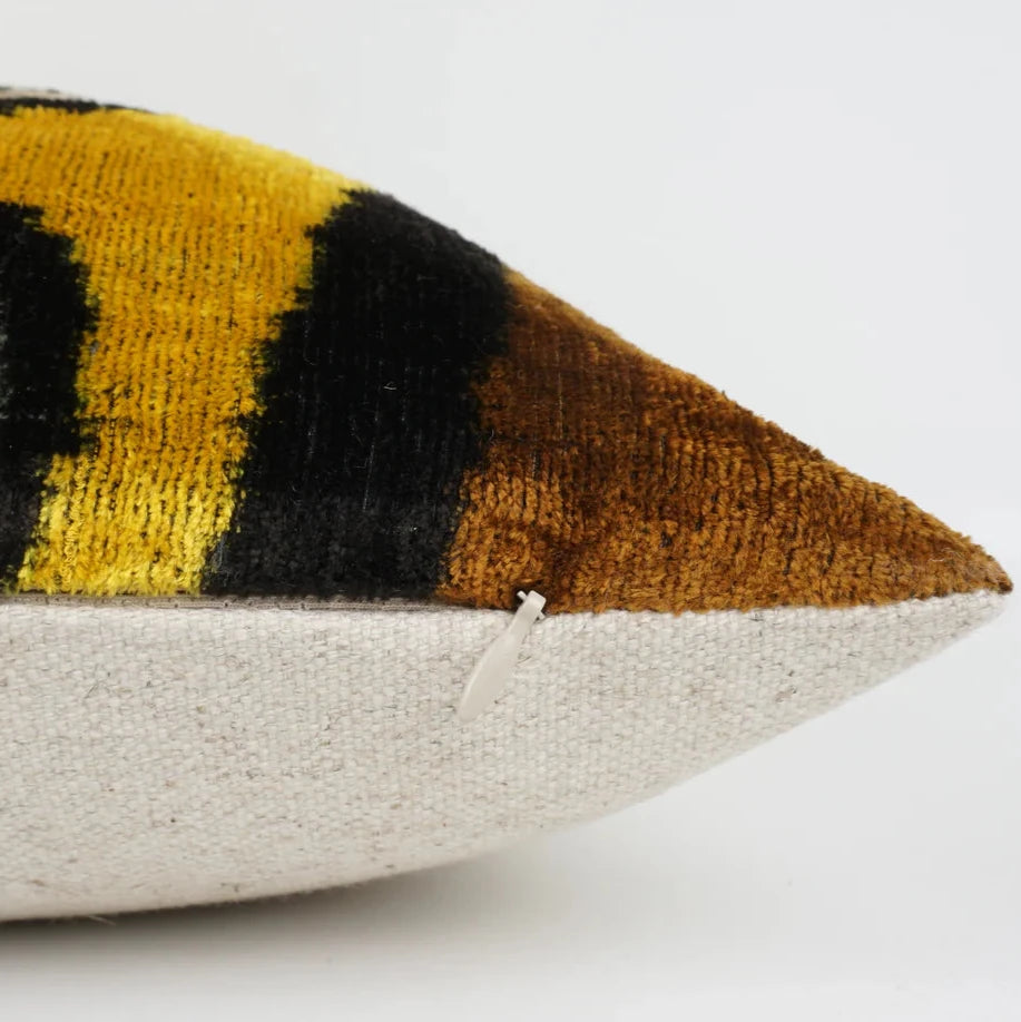 Leopard Silk Velvet Ikat Lumber Cushion