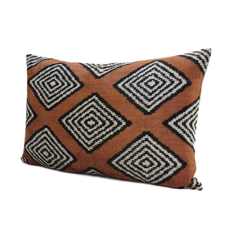 Soft Brown velvet ikat cushion with duck dfeather fill