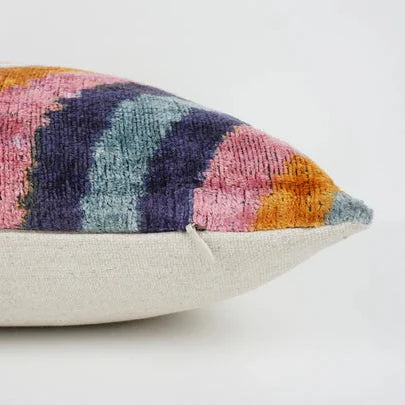Curves Silk Velvet Ikat Lumber Cushion