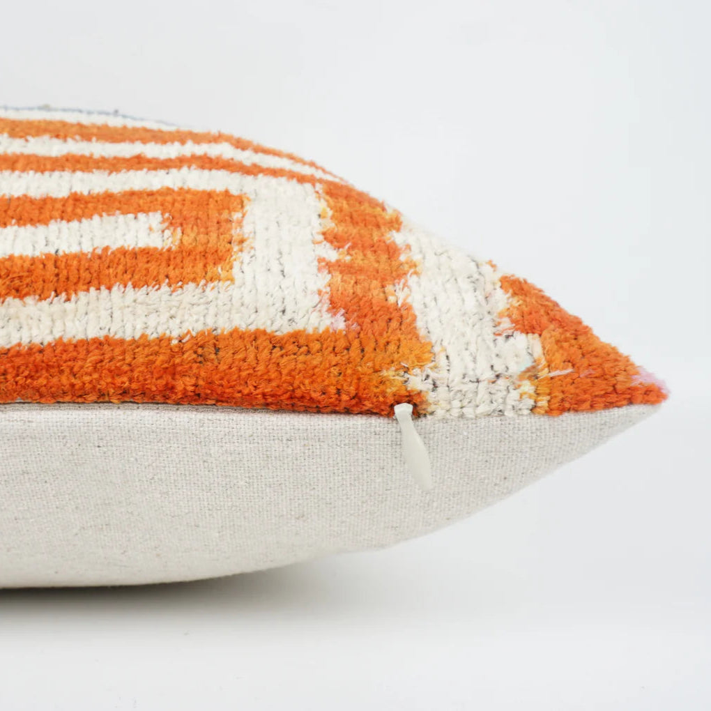 African Pattern Silk Velvet Ikat Lumber Cushion