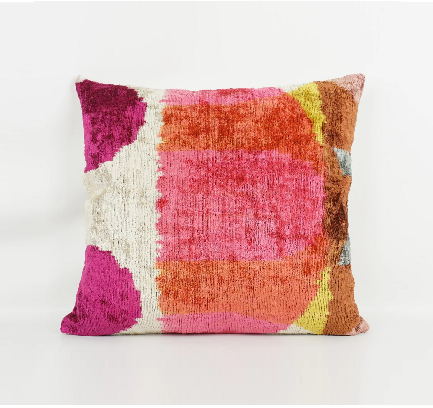 Pink Abstract Silk Velvet Square Cushion