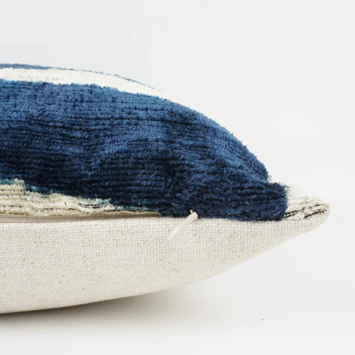 Blue Abstract Silk Velvet Square Cushion