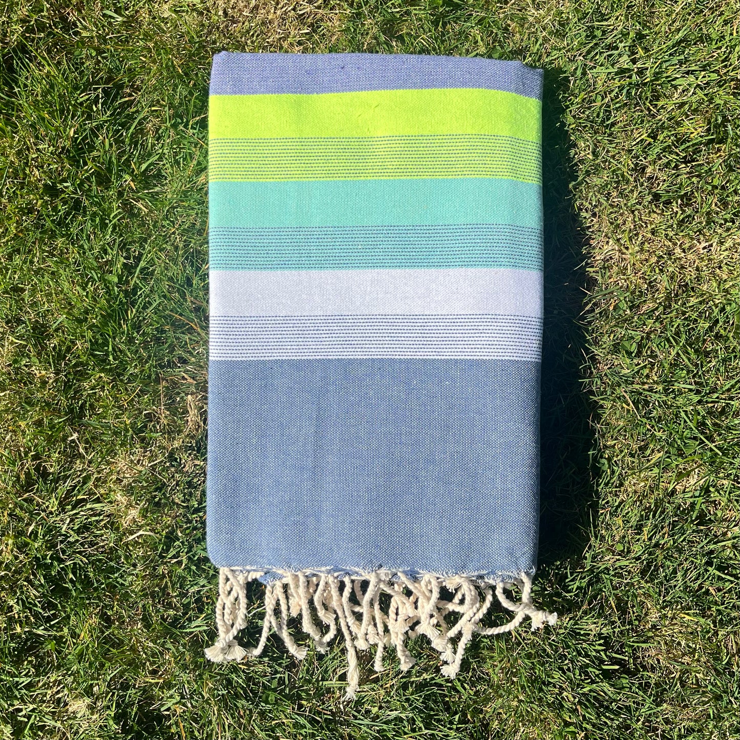 Blue/Neon Multi Coloured Striped Beach Fouta