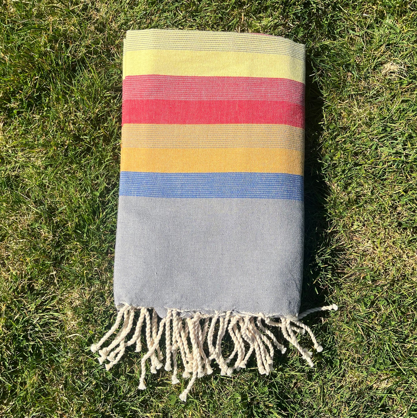 Grey Multi Coloured Striped Beach Fouta