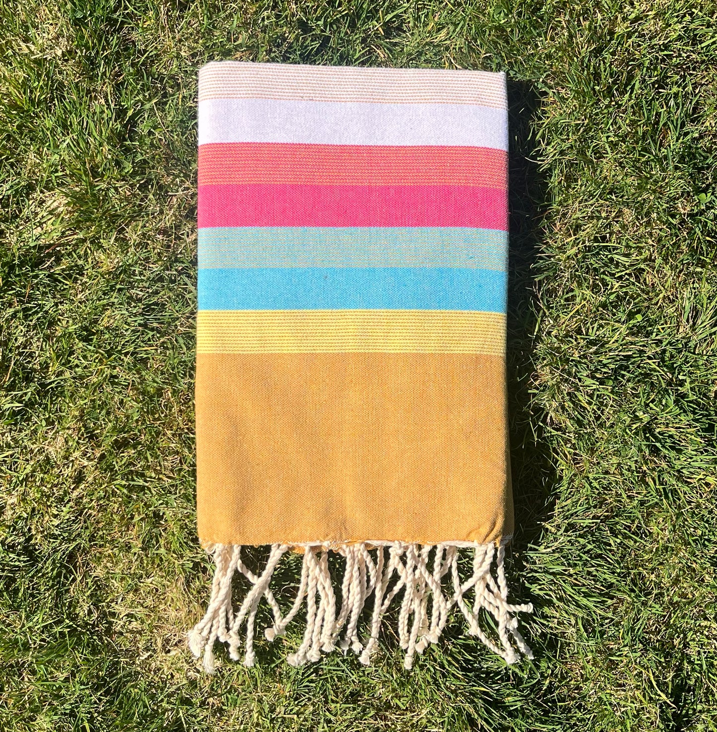 Yellow Multi Coloured Striped Beach Fouta