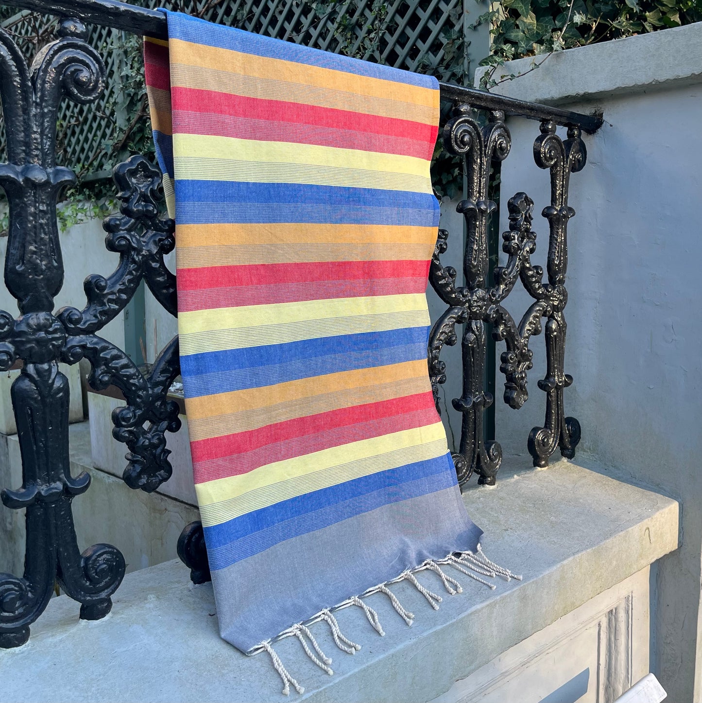 Grey Multi Coloured Striped Beach Fouta