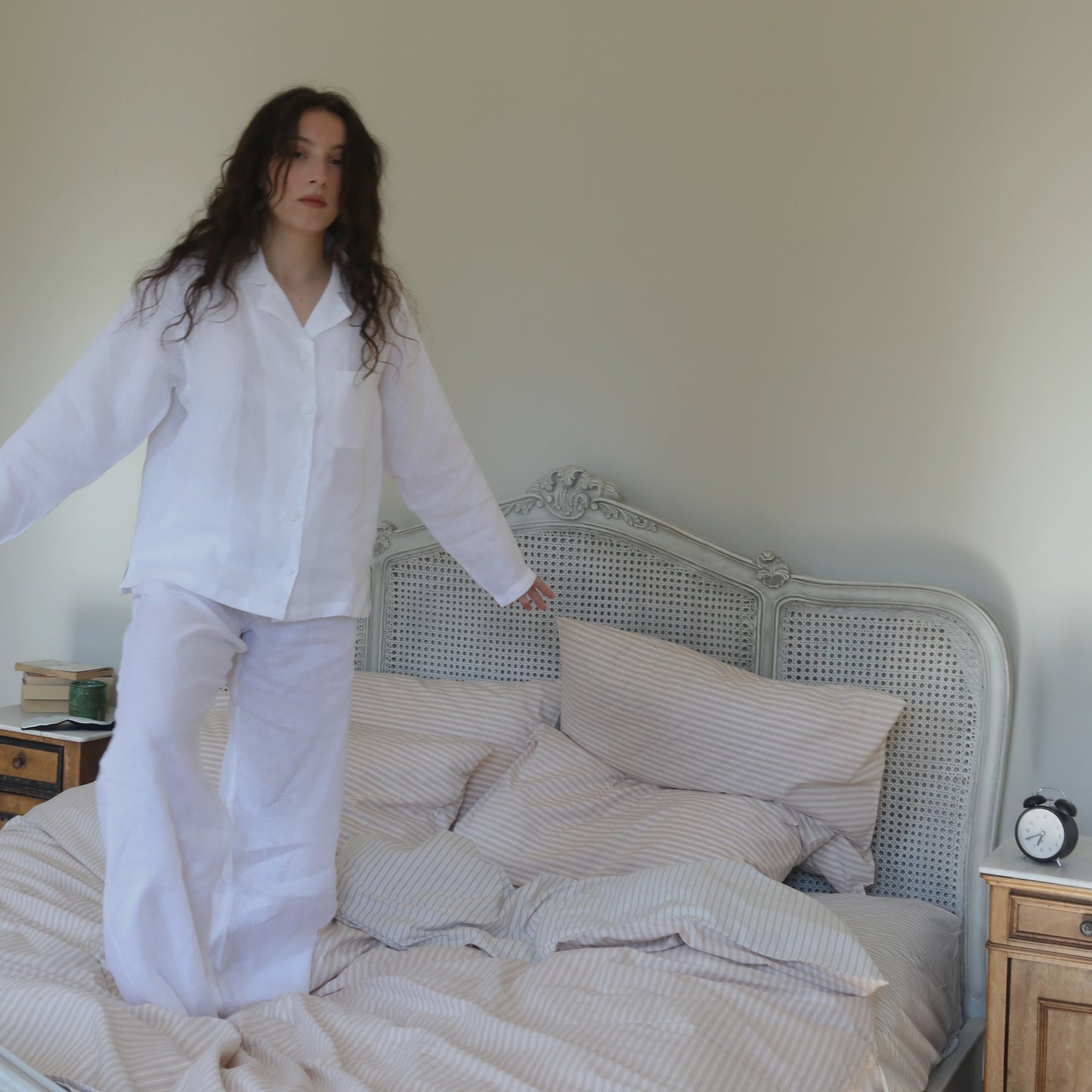 Hanover Pure Linen Pyjamas White with Wide Leg