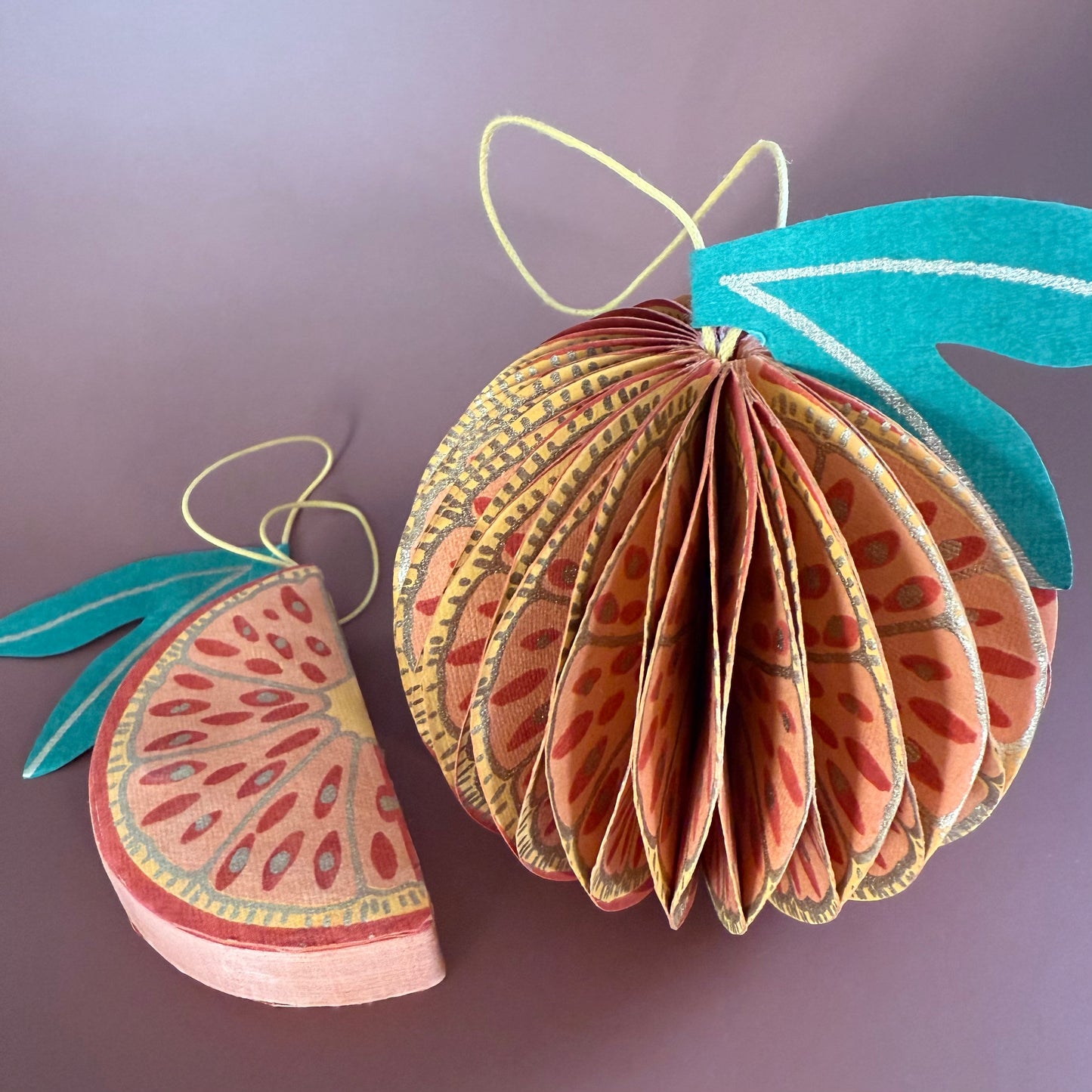 Orange Hexagon Paper Ornament