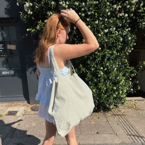 Gingham Linen Market Bags