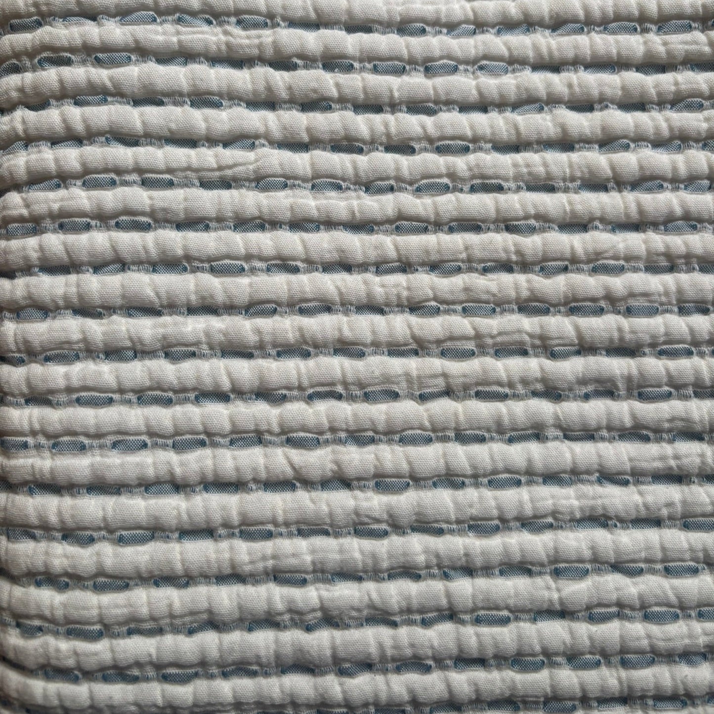Blue and ivory cotton bedspread
