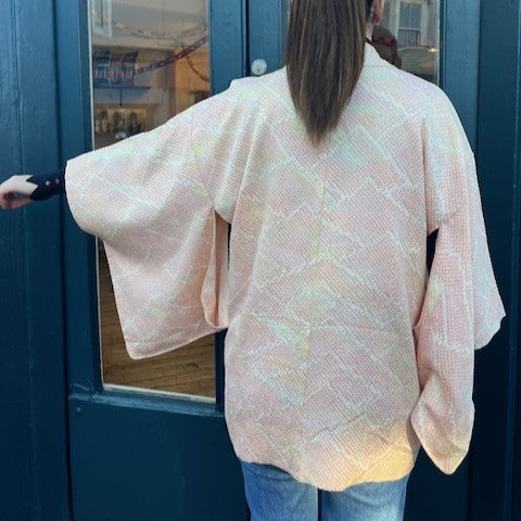 Vintage Silk Pink Clouds Haori