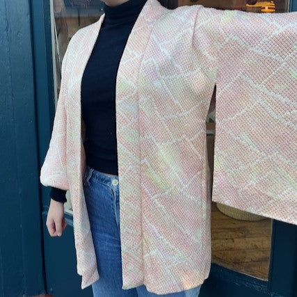 Vintage Silk Pink Clouds Haori