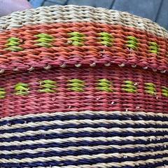 Handwoven Storage Basket - Orange/Lime