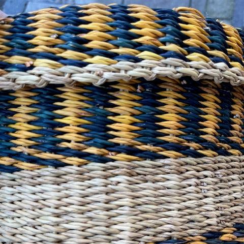 Handwoven Storage Basket - Green/Yellow