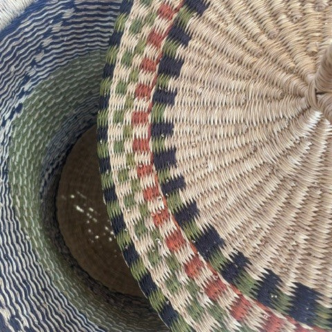 Large Coloured Linen Basket with Lid - Olive Green