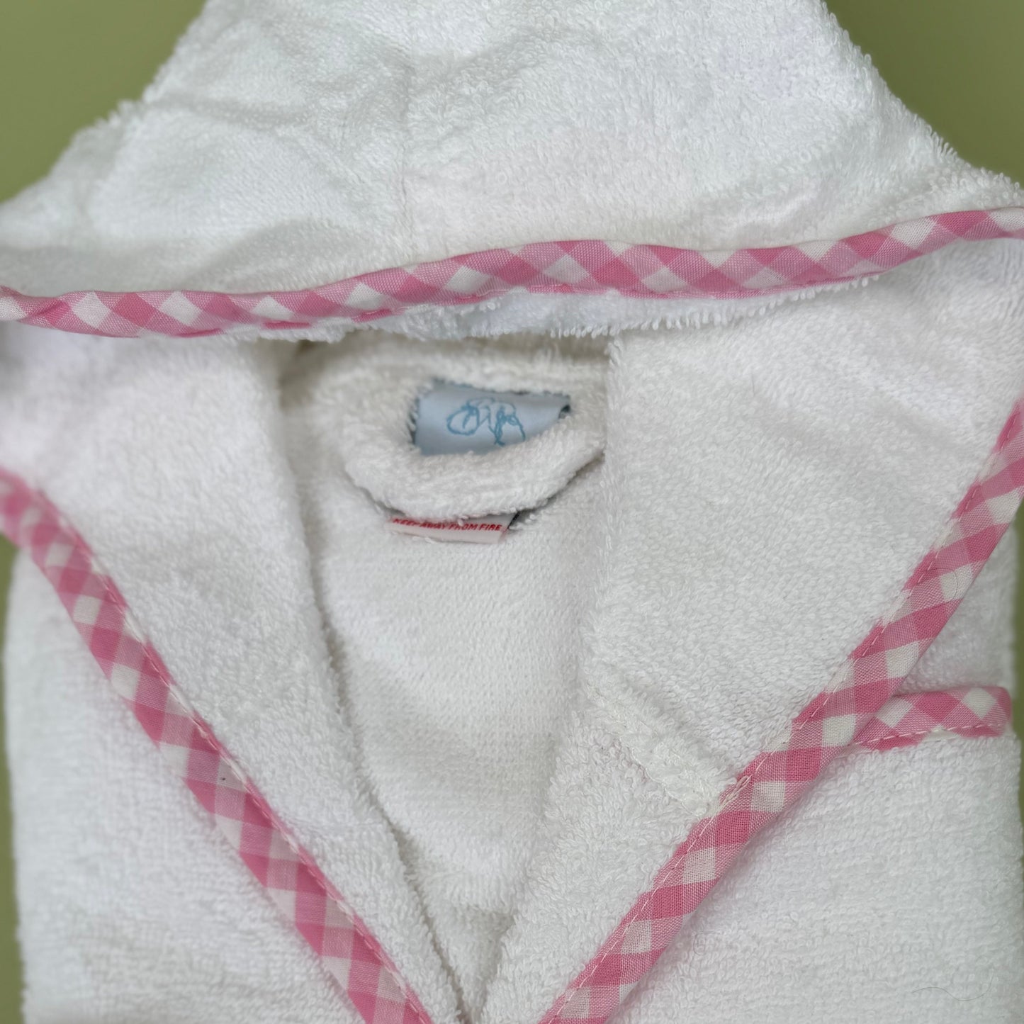 Pink Gingham Trim Towelling Robe 3-4 years