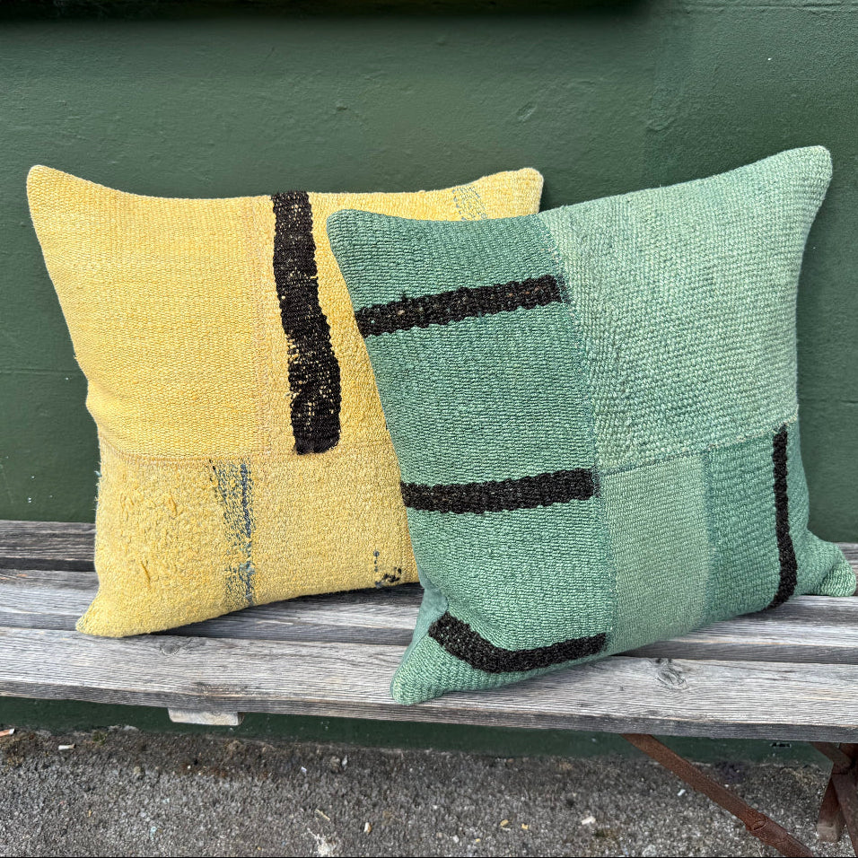 overdyed natural wool cshions from Turkey