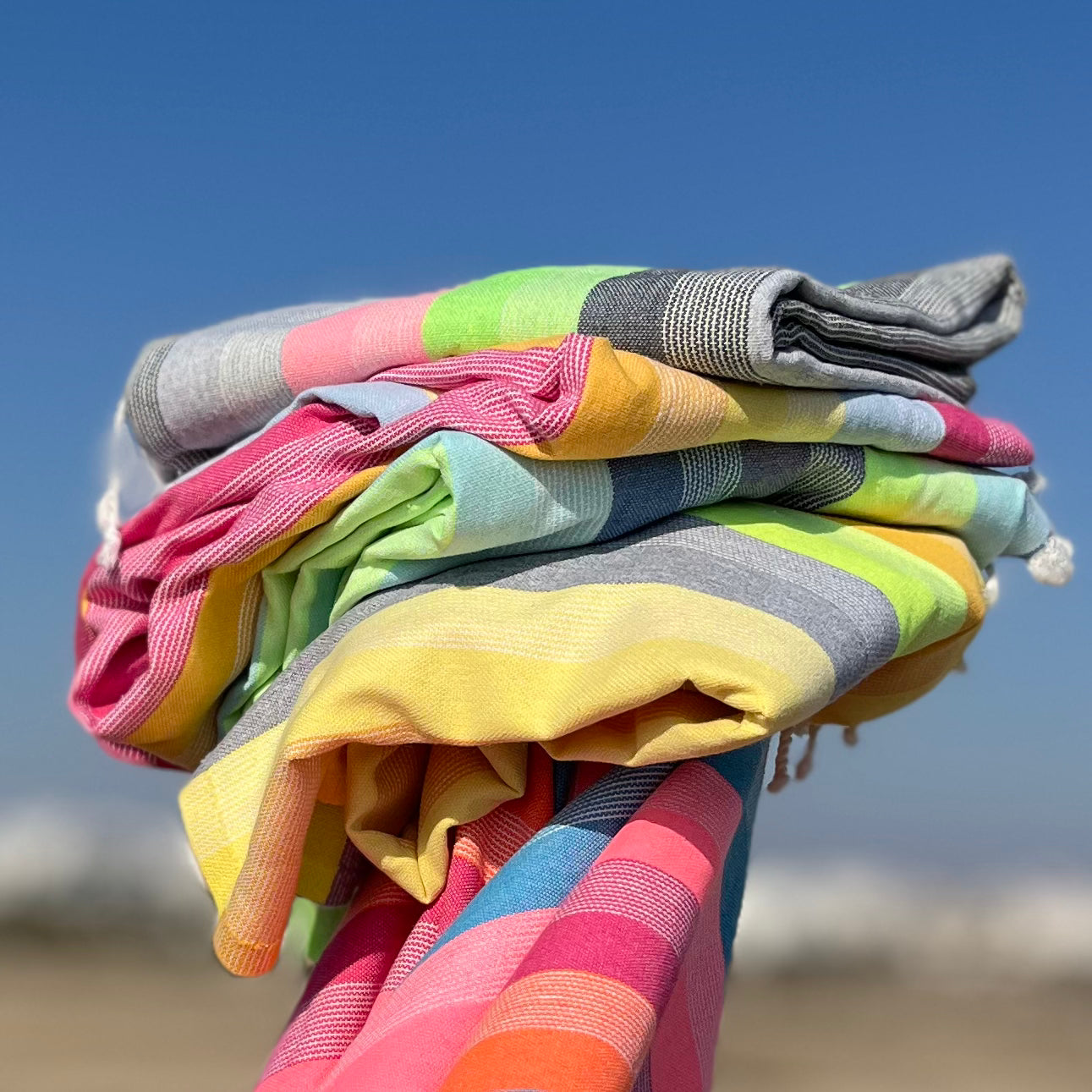 Orange Multi Coloured Striped Beach Fouta