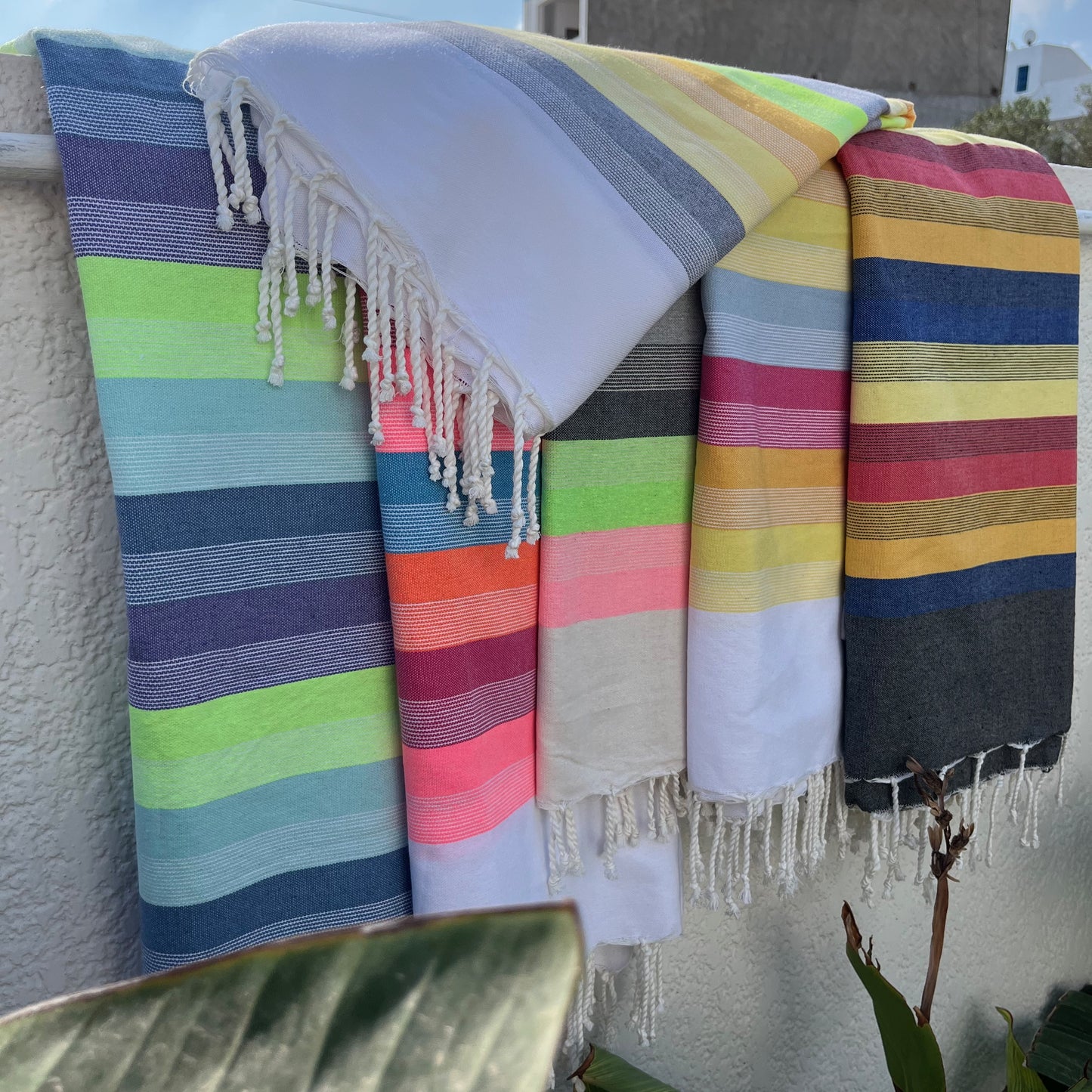 Grey Multi Coloured Striped Beach Fouta
