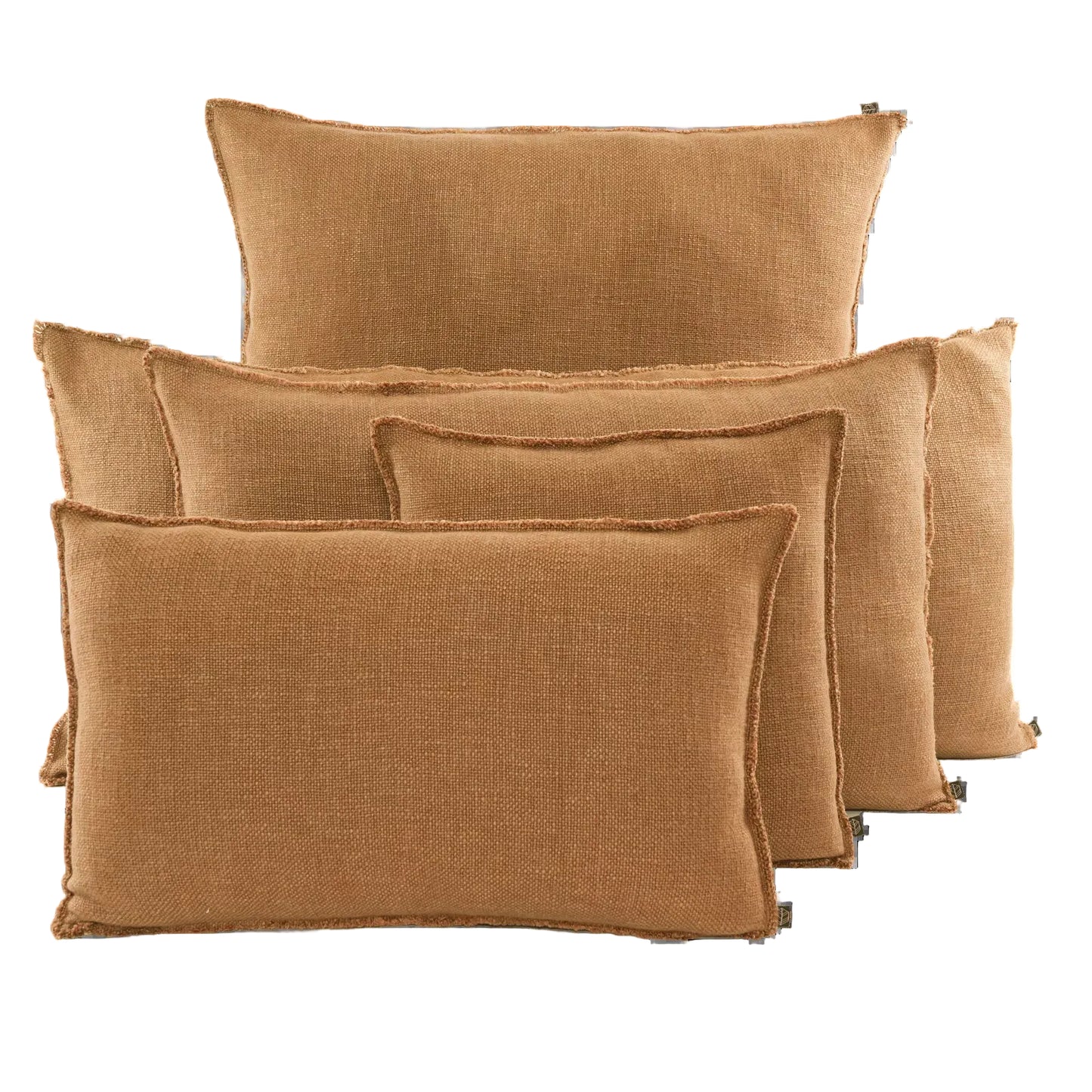 Tobacco brown linen blend slub cushion range.