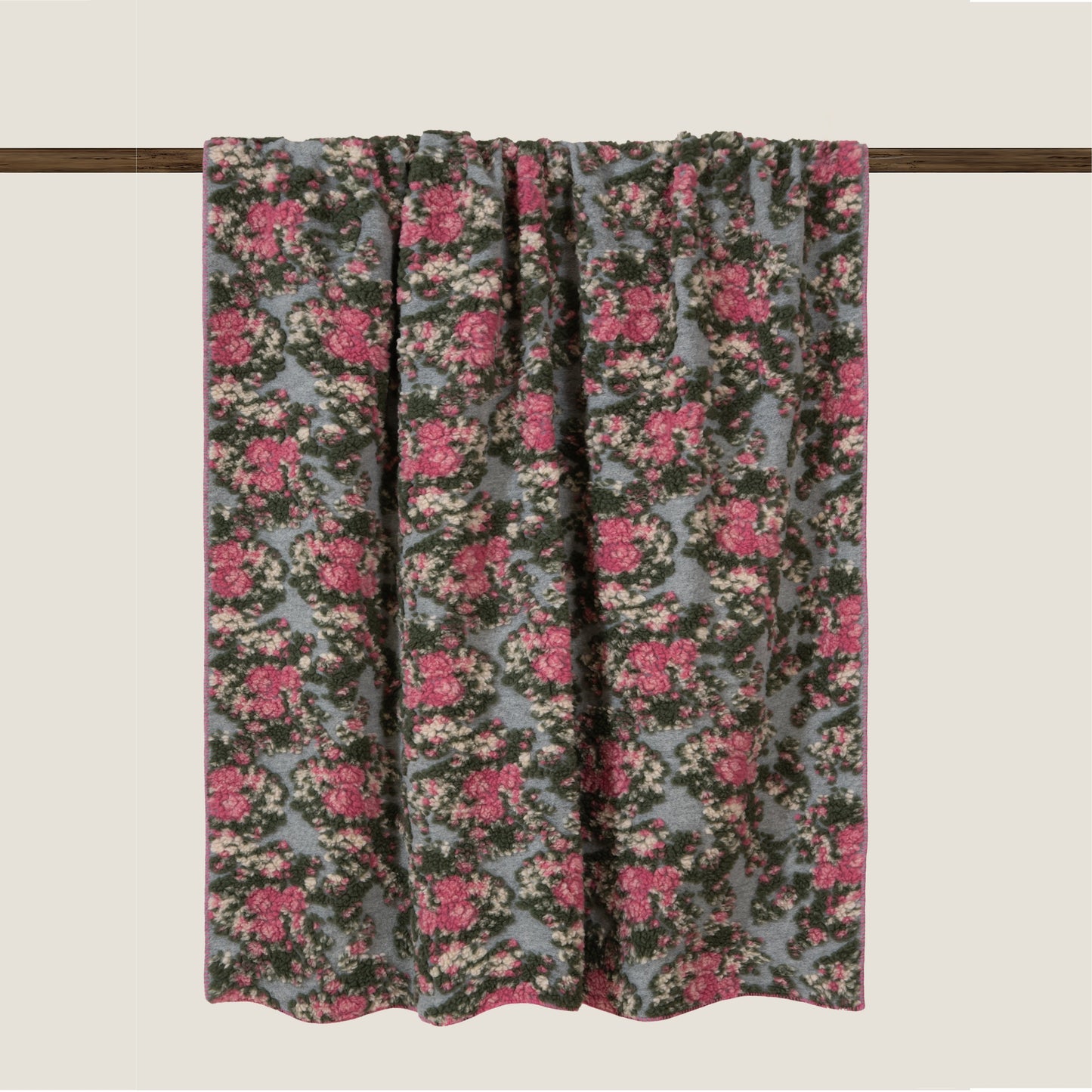 Sweet Roses Pink Boiled Wool Throw