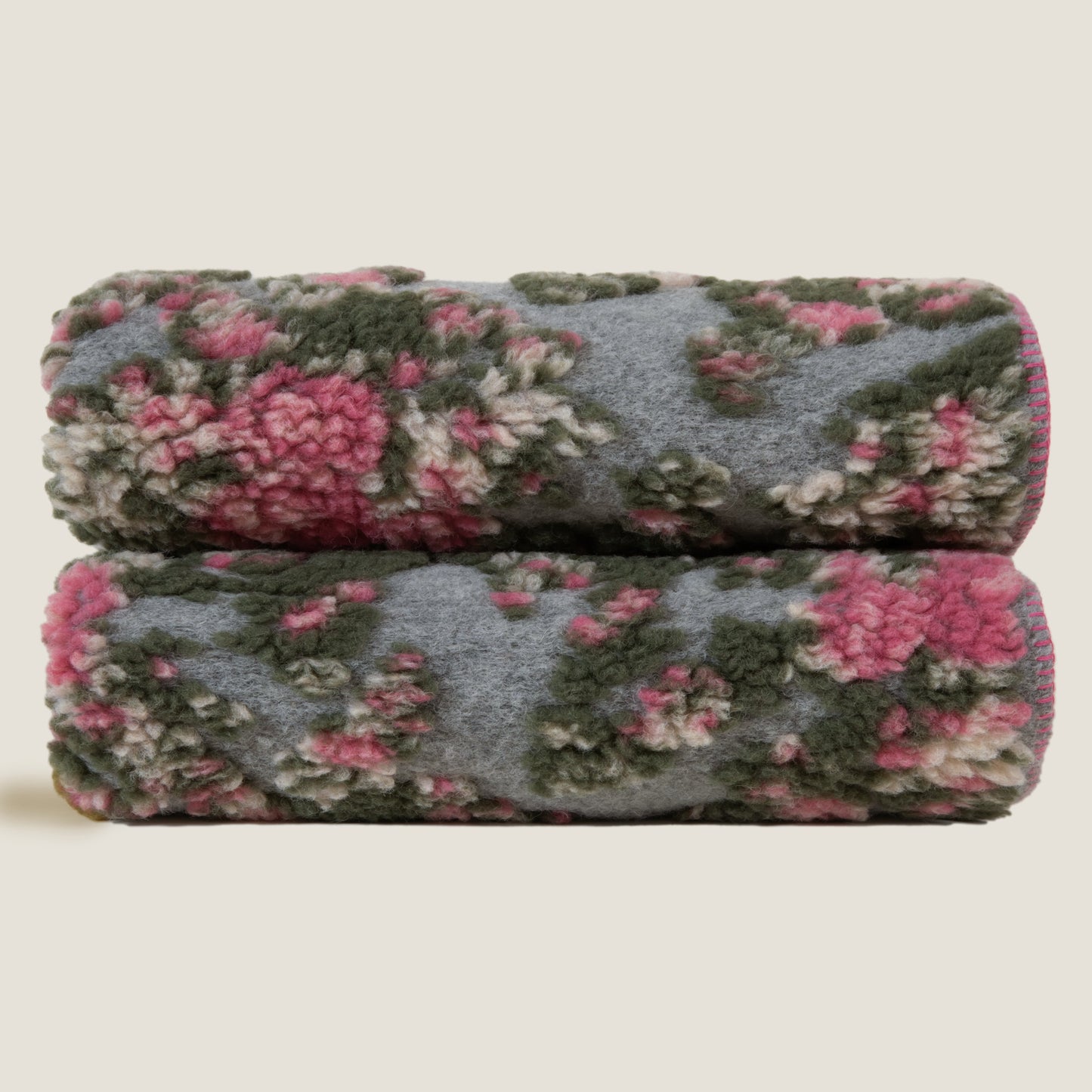 Sweet Roses Pink Boiled Wool Throw