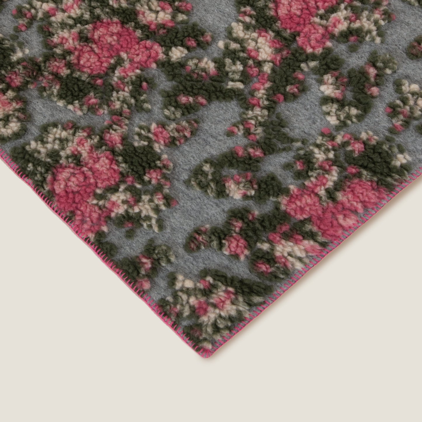 Sweet Roses Pink Boiled Wool Throw