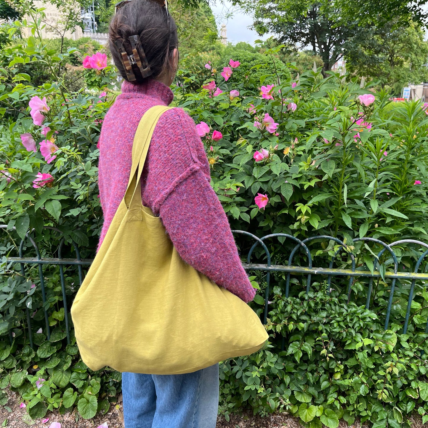pells lime linen market bag