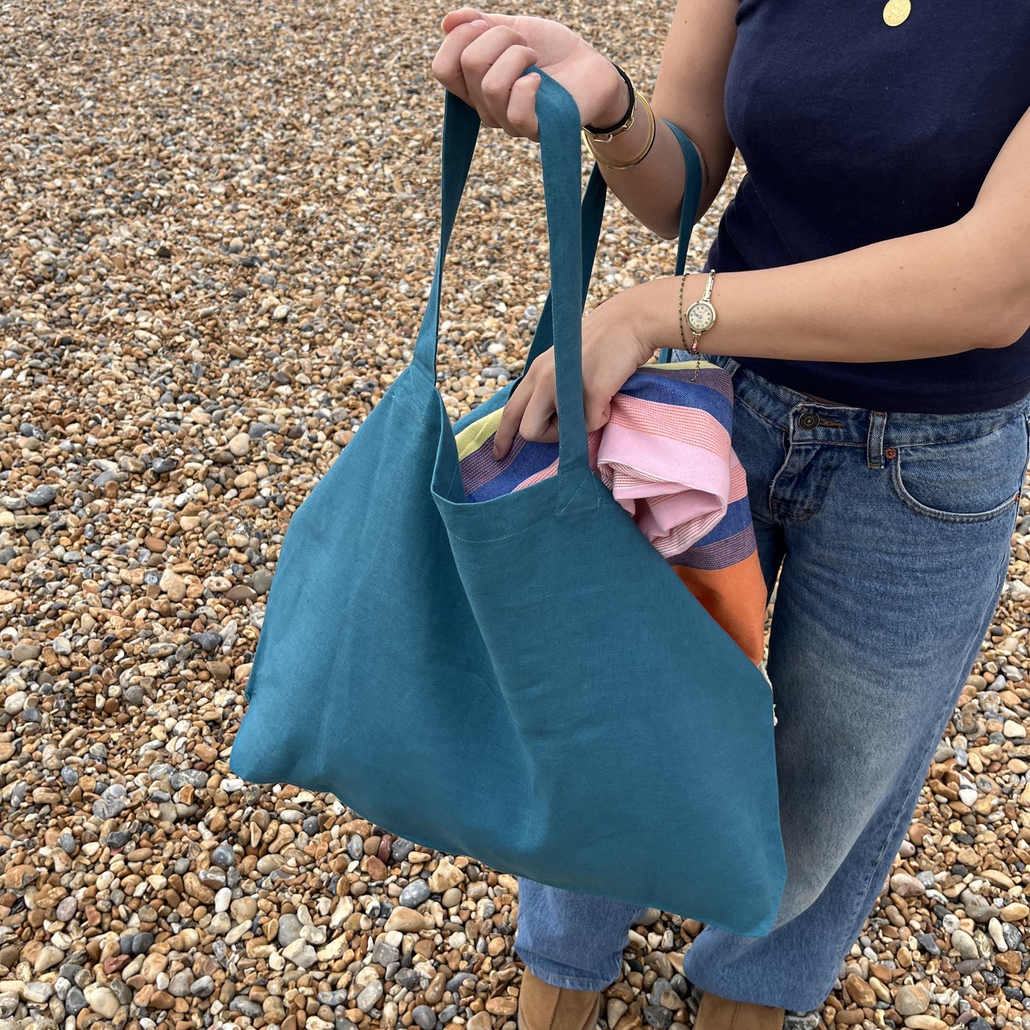 Pells Peacock Linen Market Bags