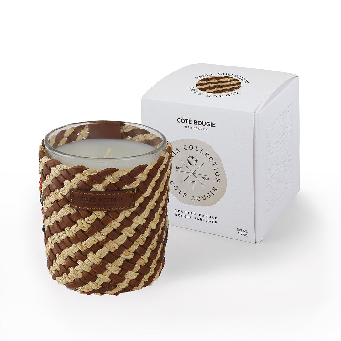 May Rafia Small Candle - Cuir Obscur