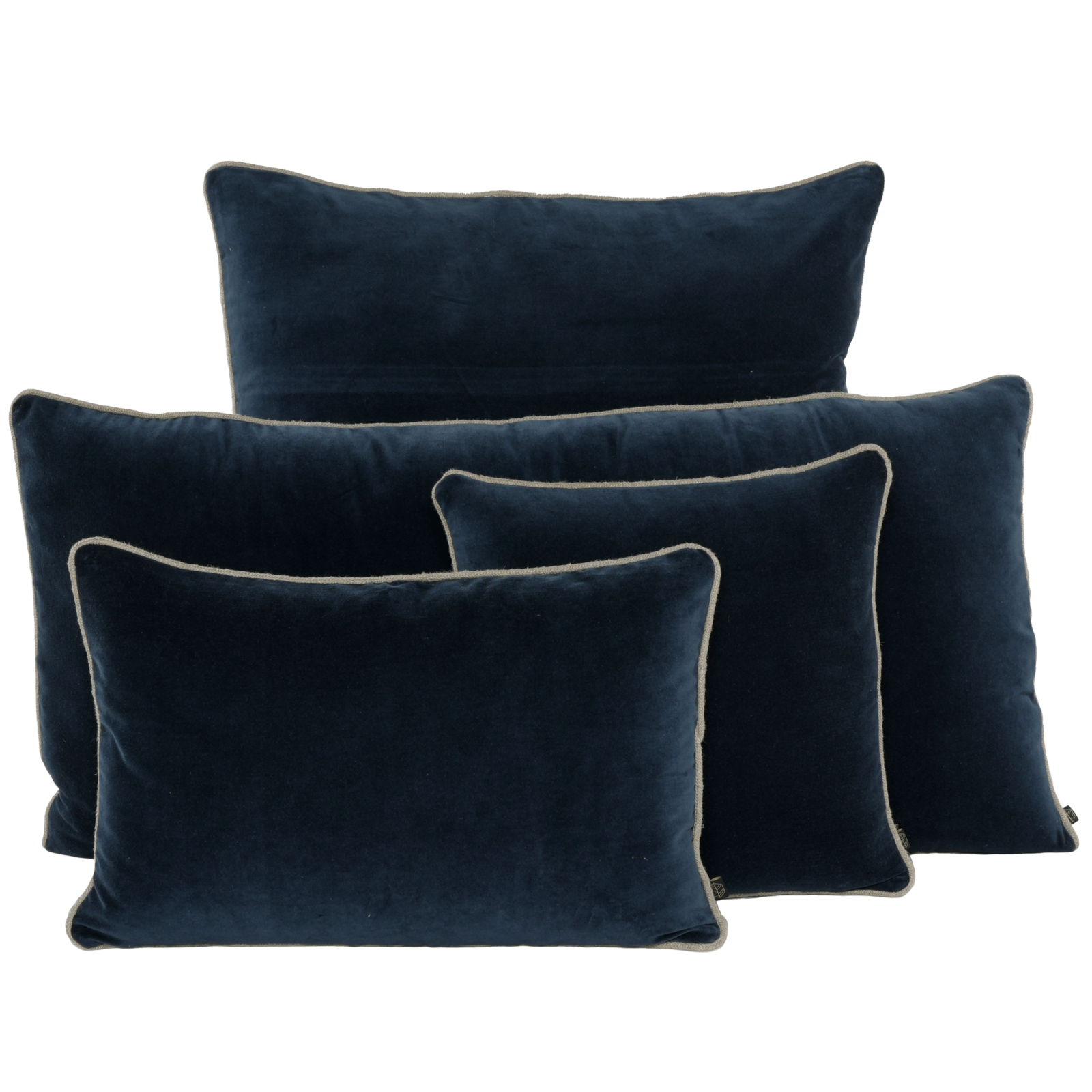Piped Velvet Cushion - Ink