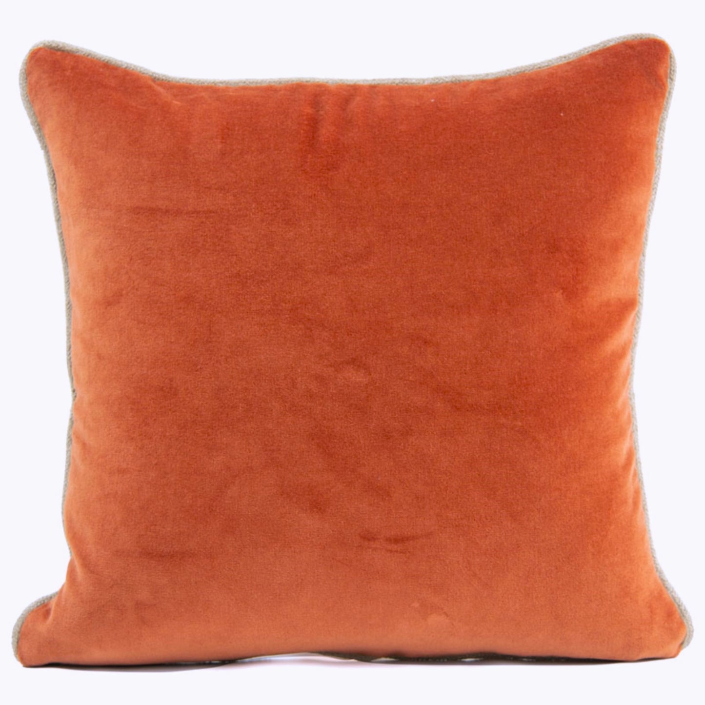 Piped Velvet Cushion - Brick