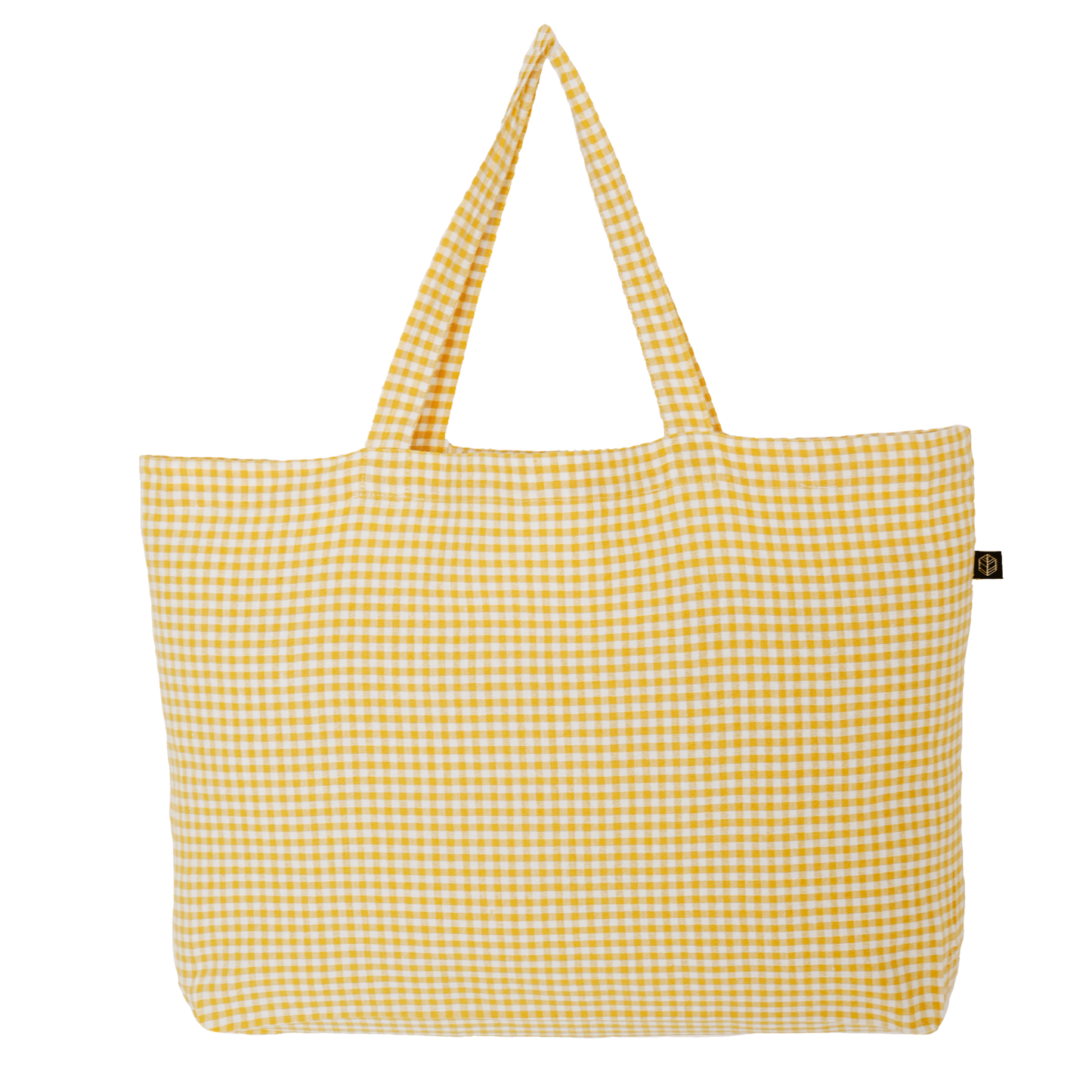 Yellow Gingham Linen Market Bag