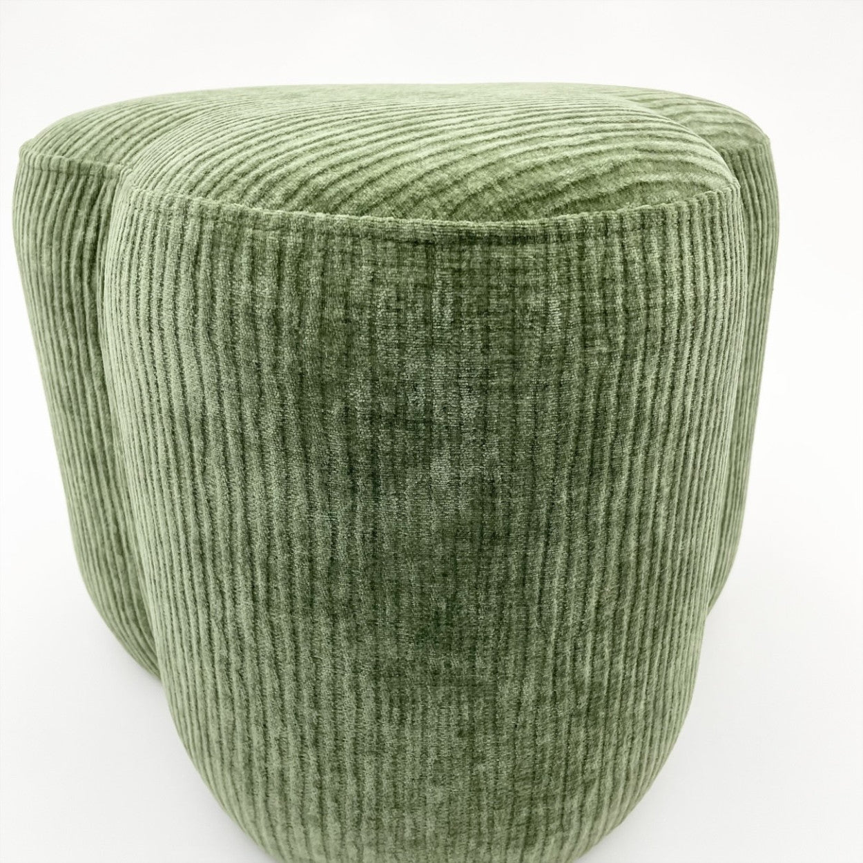 Green corduroy pouffe