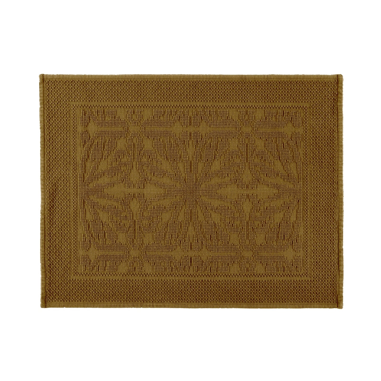 Dark gold sculpted bath mat.