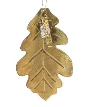 Brass Oak Leaf Hanging Decoration Close Up