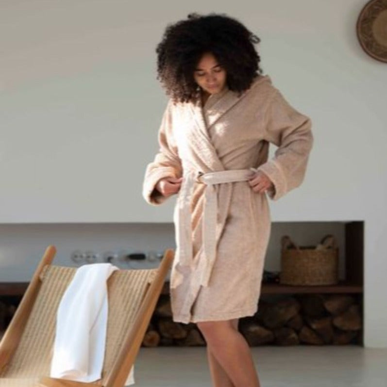 Vintage Ribbon Hooded Robe - Petrol