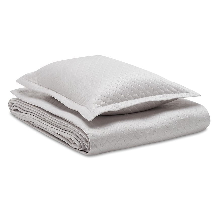 Clifton Matelasse Bedspread and Boudoir Silver