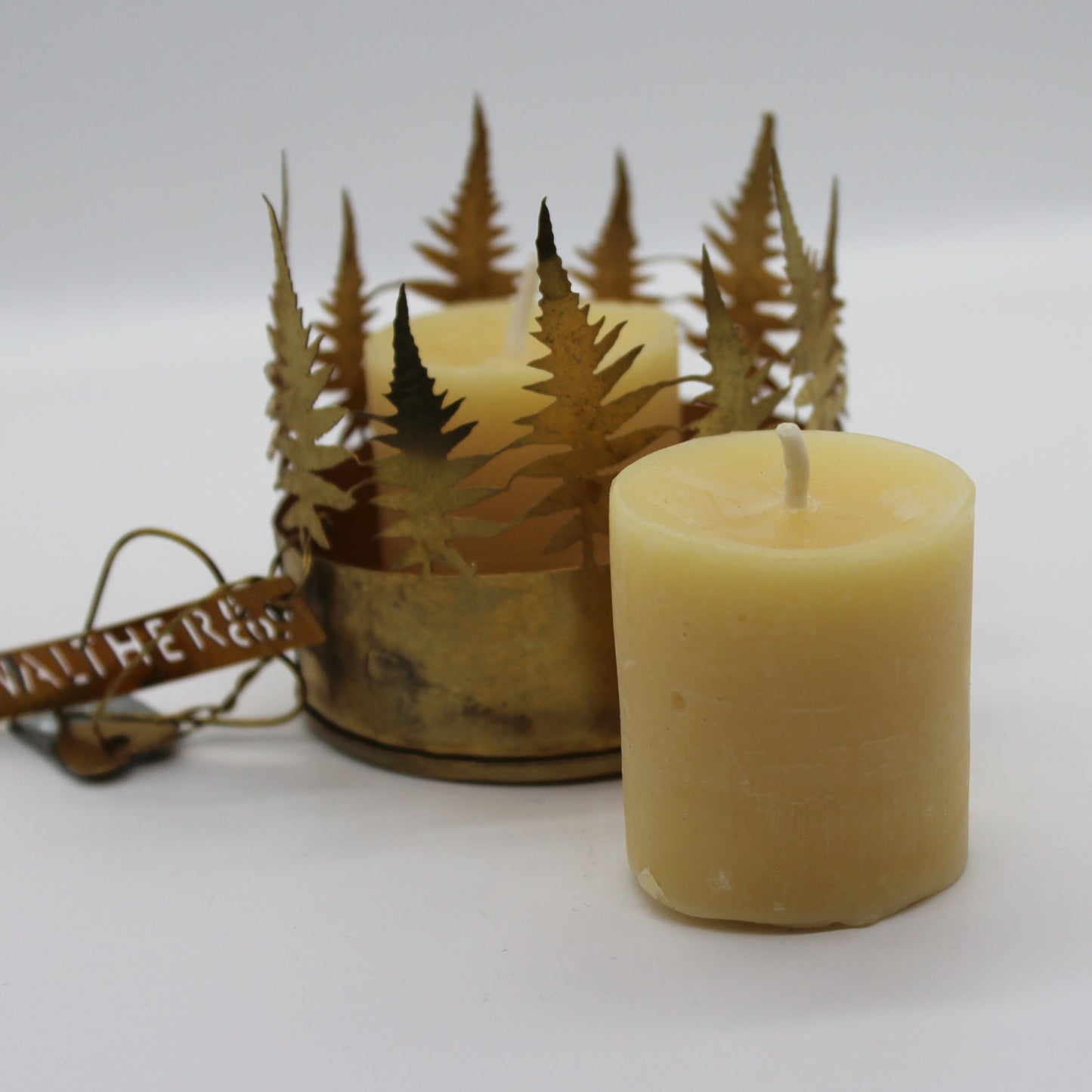 Fern Tea Light Holder and Beeswax Tea Light