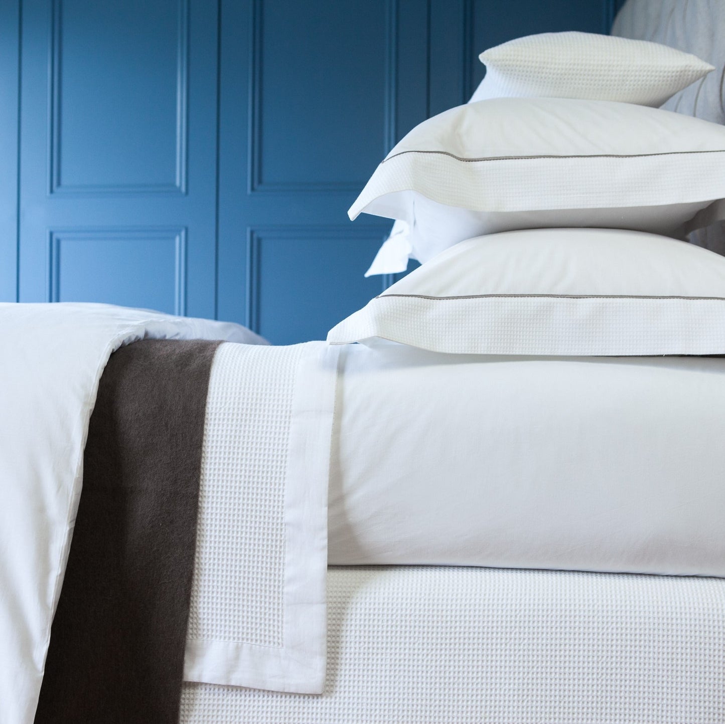 Hoxton Duvet Cover Taupe on Bed