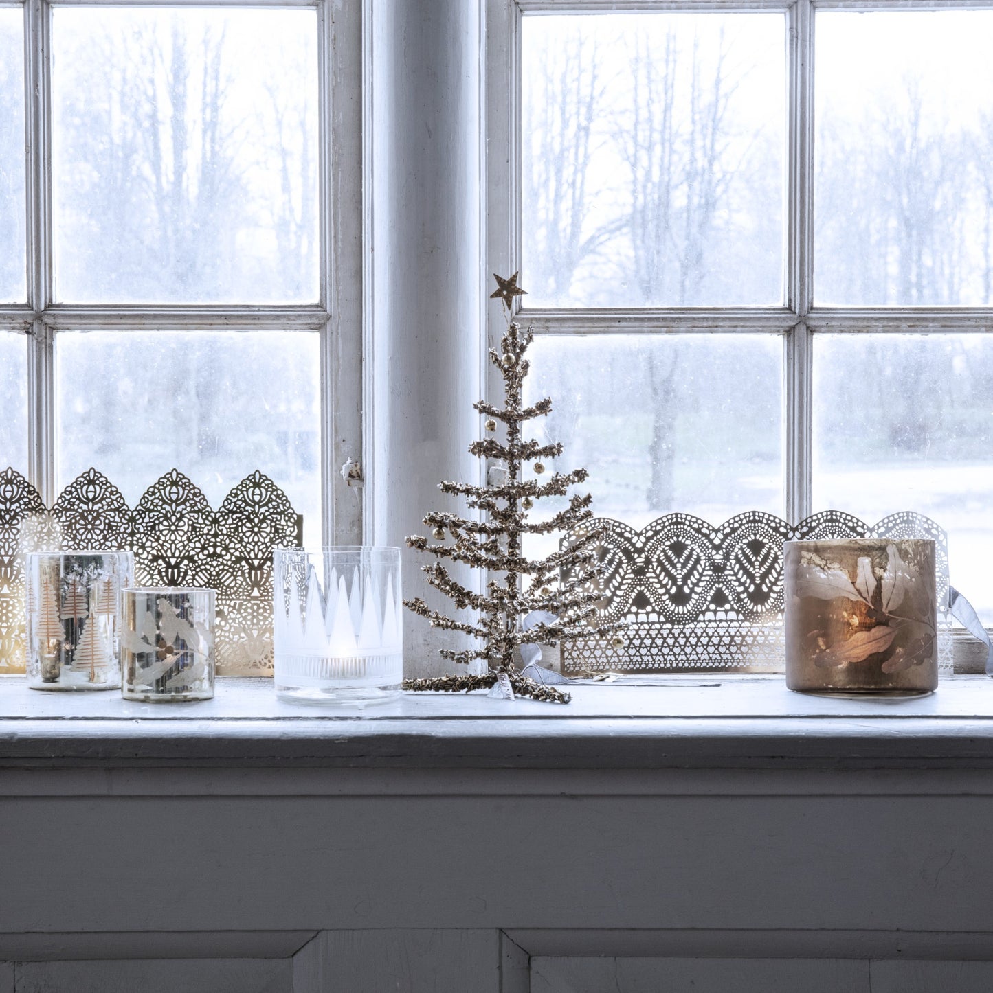 Large Gold Hurricane Lamp Lifestyle
