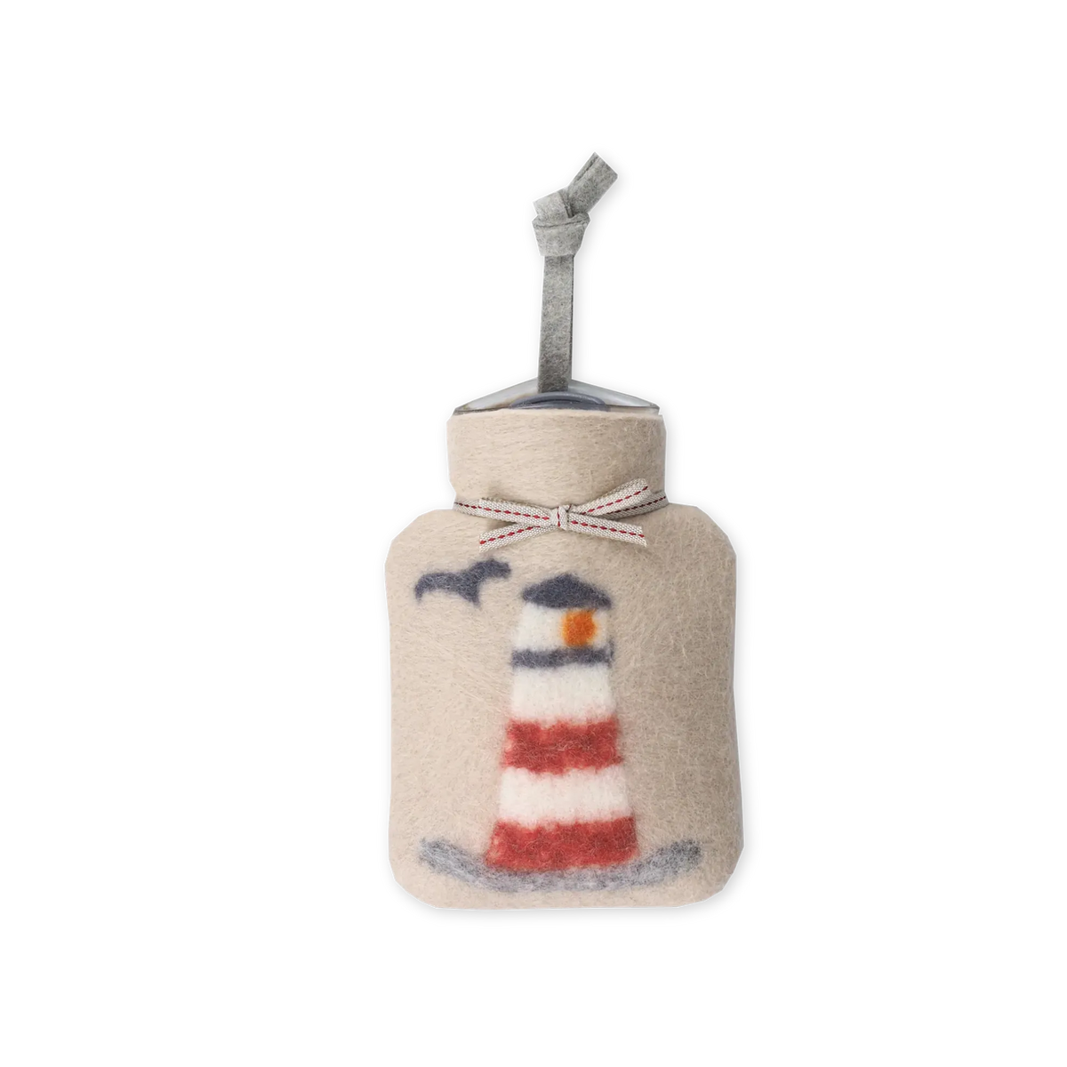 LIghthouse  felted wool mini hotwater bottle