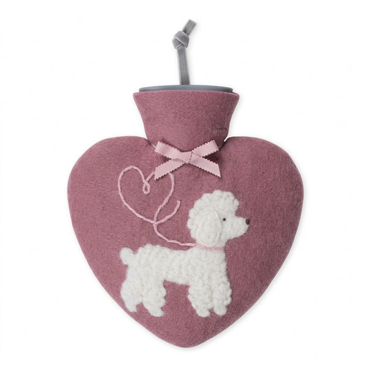 Poodle felted wool hot water bottle