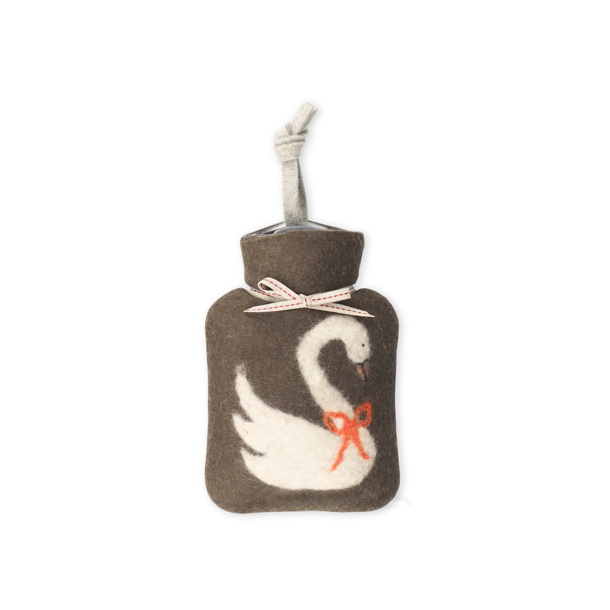 Swan felted wool mini hotwater bottle