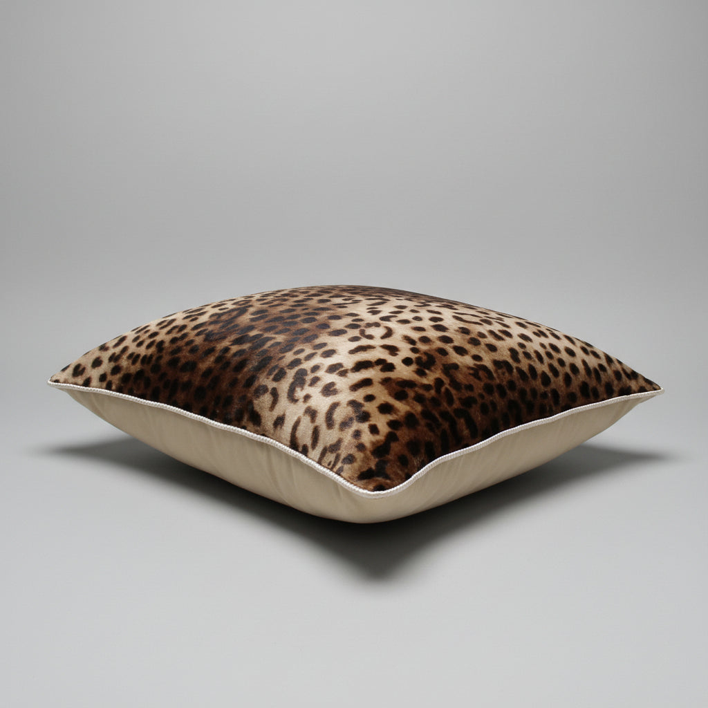 Leopard silk satin and velvet cushion